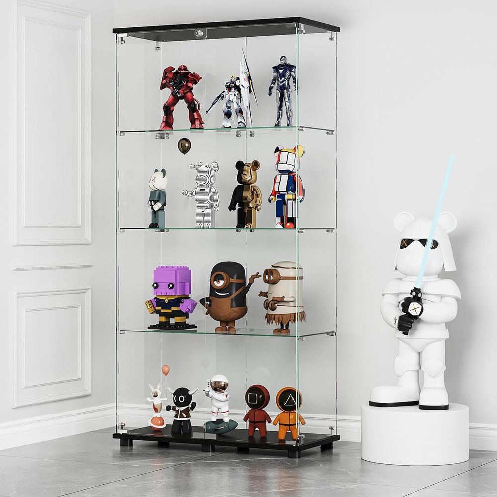Glass Cabinet Display - خزانة عرض زجاجية بأربعة أرفف وباب