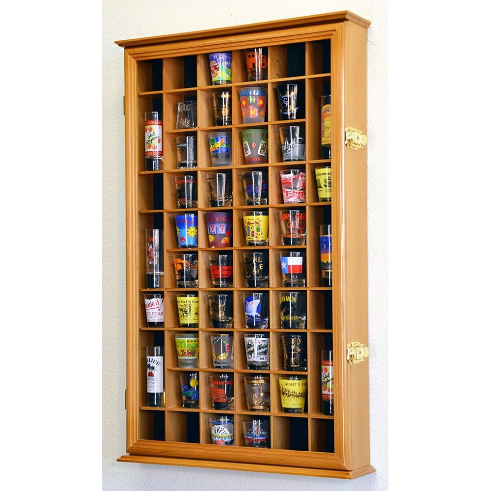 Glass Cabinet Display - حامل زجاجات شوت زجاجية بسعة 54