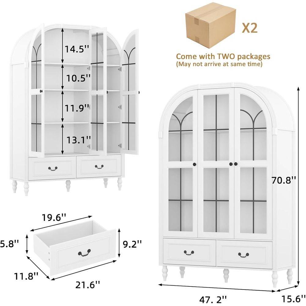 خزانة مطبخ مقوسة بارتفاع 70.8  - مراجعة Glass Cabinet Display وسعره