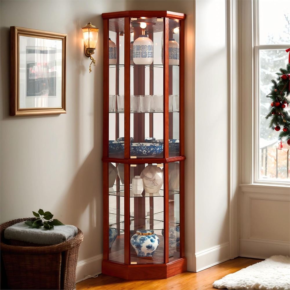 خزانة عرض زجاجية مضاءة بارتفاع - مراجعة Glass Cabinet Display وسعره